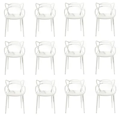 12 Kartell Masters Inspired PolycarbonatePlastic Modern ChairWHITE • £432