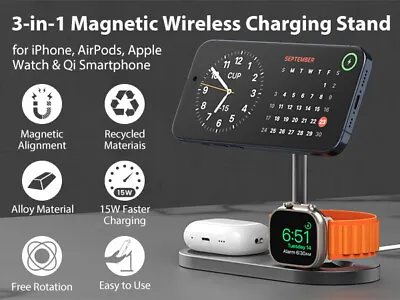 3In1 IPhone Airpods Apple Watch Wireless Charger Magnetic Holder Charging Dock • $74.99