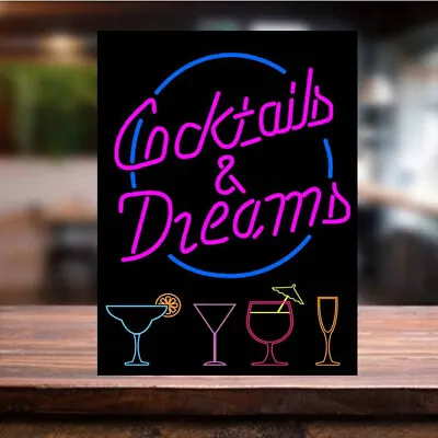 £4.99 • Buy Cocktails And Dreams Retro Metal Sign Vintage Man Cave Bar Pub Neon Style