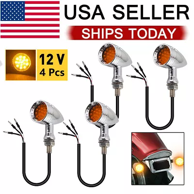 4x Chrome Motorcycle Bullet LED Turn Signal Light Amber Brake Blinker For Harley • $29.99