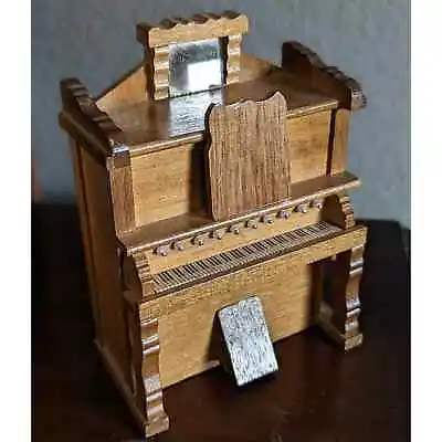 Vtg Miniature Dollhouse Wood Pump Organ Music Box Love Story 1:12 • $39.99