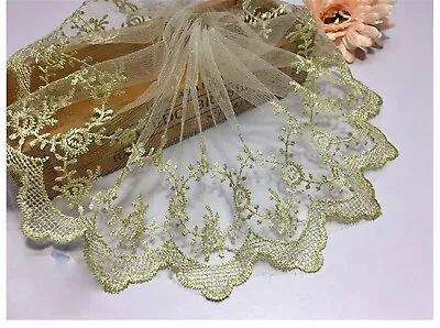 £3.99 • Buy Evening Show Dress Lace Edging Gold Dancing Costume Craft DIY Embroidered Ribbon