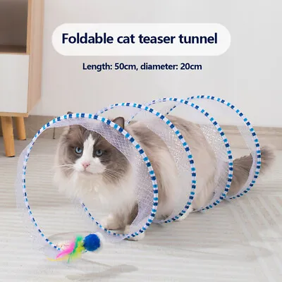 Cat Coil Tunnel Toys Foldable Stretchable S-Shape Spiral Toy Pet Interactive Toy • £6.99