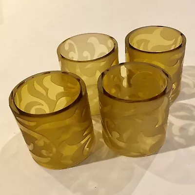 Sets (4) Michael Weems Collection Yellow Elise Etched Glass Napkin Rings NIB!!! • $60