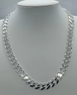 11mm Solid 925 Sterling Silver Cuban Link Chain Necklace Men 20 -40  Made Italy • $278.99