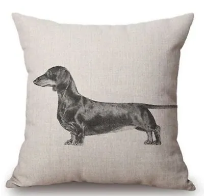 £6.99 • Buy NEW Furever Gifts Dachshund Sausage Dog Side View Cushion Cover Linen 18  UK