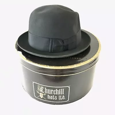 Vintage Churchill LTD Black Beaver 35 Hat Size 7 3/8 With Box • $67.50