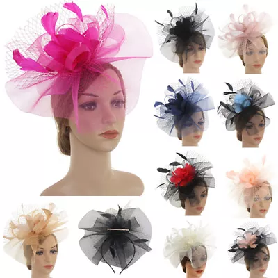 Women's Flower Fascinator Hat Headband Clip Wedding Party Prom Race Royal  Ascot • £7.99