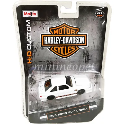 Maisto 15414 Hd1 Harley Davidson Custom 1993 Ford Mustang Cobra Svt 1/64 White • $7.90