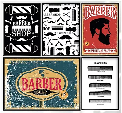 Barber Hair Salon Hairdresser Beard Comb A4 A3 Wall Art Décor Print Poster • £4.50