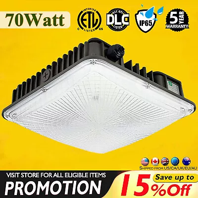 LED Canopy Light 70W 9.5”x9.5” Square Ceiling Light ETL Listed & DLC Qualified • $435