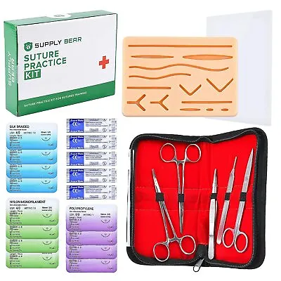 Suture Practice Kit For Sutures Medical Student | Needle Thread Pre-Cut Wounds • $27.99