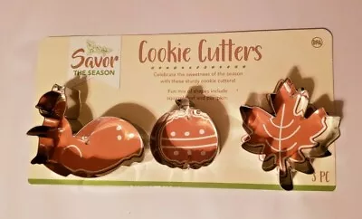 Savor The Season Fall Cookie Cutters 3 Pc Squirrel Pumpkin Maple Leaf • $4.99