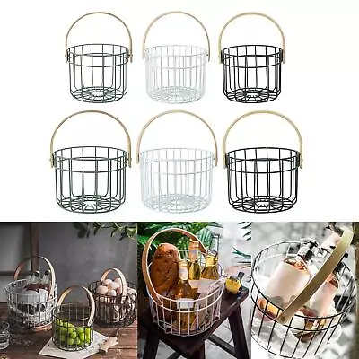 Egg Storage Basket Organizer Vegetable Container Metal Fruit Basket Chicken Wire • £12.61