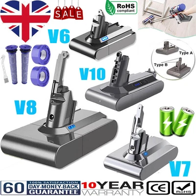 £32.99 • Buy 8000mAh For Dyson V6 V7 V8 V10 Battery Animal Absolute SV10 SV11 SV12+2Filter