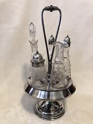 Antique Victorian Middletown Plate Co.Caster Cruet Set-Quadruple Plate 5 Piece. • $45