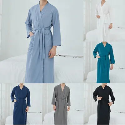 Ladies Women's Men's Kimono Waffle Wrap Bathrobe Dressing Gown Nightwear • £29.82