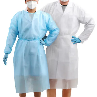 JMU Disposable Isolation Gowns 30g PP Medical Long Gowns W/ Knitted Cuffs • $17.99