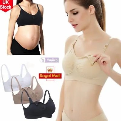 Seamless Nursing Maternity Bra Breastfeeding Removable Pad Comfy Sleep Lingerie • £5.99