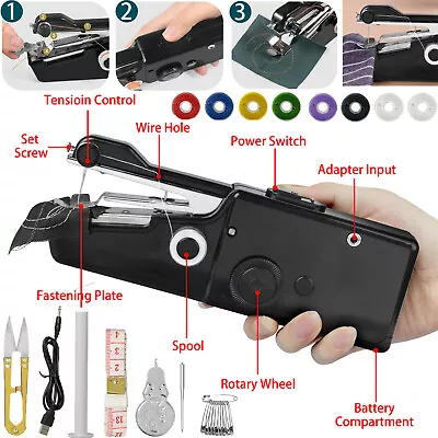 DIY Electric Mini Sewing Machine Stitch Portable Hand Cordless Travel Household • $12.95