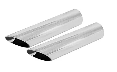 Jones 1.75  Chrome Angle Cut Exhaust Tip 1 3/4 Inlet 2  Outlet 8  Long (PAIR) • $27.99