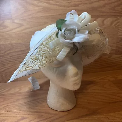 Vintage Bridal Wedding Hat / Ivory Hat Pearl And Lace • $45