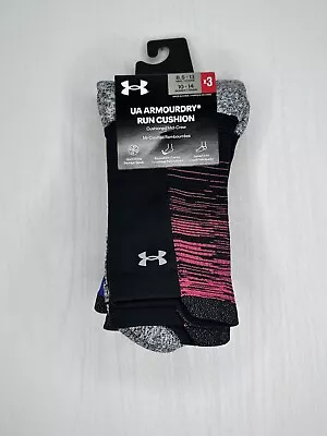 Unisex UA ArmourDry™ Run Cushion 3-Pack Mid-Crew Socks Men 8.5 - 13 Women 10-14 • $17.99
