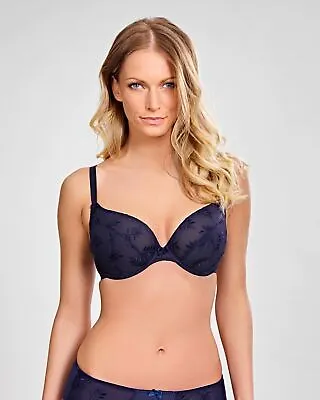 Panache Tango Wired Non Padded Plunge Bra Lingerie 3256 Navy White Chai D-H Cup • £11.99