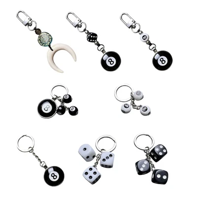 Smiling Face Dice 8 Ball Keyring Backpack Decoration Handmade Pendant Keyring • £3.22