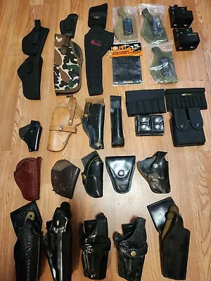 29 Leather Holsters Some Ammo Related Items New Used Vintage Read Description • $29