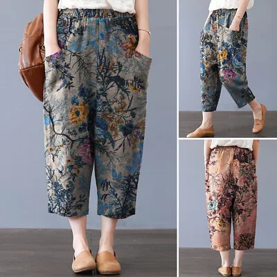 ZANZEA Womens Floral Print Harem Trousers Summer Casual Loose Cropped Pants • $30.29