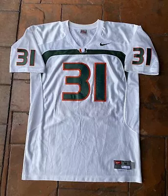 Vintage Nike Team Miami Hurricanes #31 Authentic White Football Jersey Stitched • $34.99