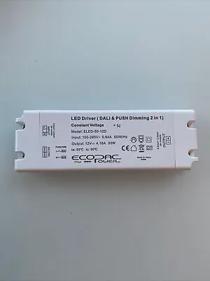 EcoPac Eled-50-12D Dali & Push Dimmable Constant Voltage LED Driver 50w 12v • £15