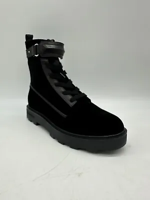 Calvin Klein Vanora Black Velvet Ankle Combat Women's Boots Size 9 M • $69.99