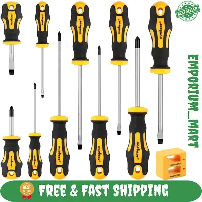 11-Pieces Screwdriver Set Magnetic 5 Phillips And 5 Flat Head Tips For Fastenin • $13.39