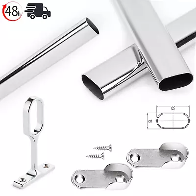 £4.47 • Buy WARDROBE RAIL/POLE OVAL HANGING RAILS CHROME 600mm To 2500mm  FREE CUT TO SIZE 