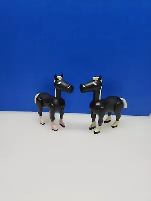 Vintage Fisher-Price Little People Black Horses Lot Of 2 • $16.19