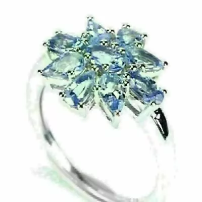 Ring Blue Tanzanite Genuine Natural Mined Gems Solid Sterling Silver O  US 7.25 • £69.99