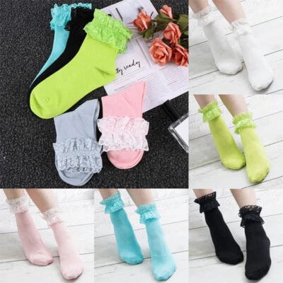 $2.28 • Buy Womens Girls Lace Short Ankle Socks Ruffle Cotton Sweet Kawaii Princess Socks