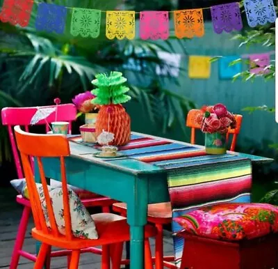 Mexican Serape Table Runner 14 X 84 Inch For Mexican Party Wedding Decorations O • $11.99