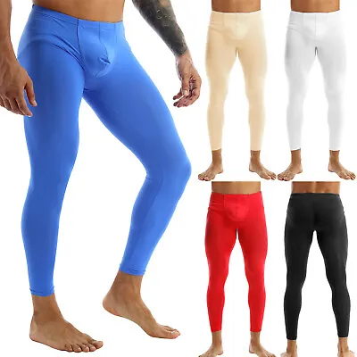 Stretchy Men See-through Long Johns Pants Tights Underwear Sports Gym Trouser • $11.71