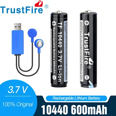8/4/2/1Pcs Trustfire 10440 600mAh 3.7V Rechargeable Lithium Battery With Charger • £16.99