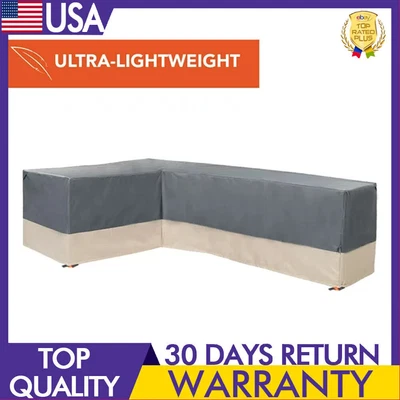 $41.26 • Buy Outdoor Sectional Furniture Covers W/ Elastic Hem Cord Weather Resistant Gray US