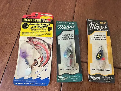 Vintage Spinning Lures Lot Of 3NIP Mepps Killer AgliaBlack FuryRooster Tail • $15.99