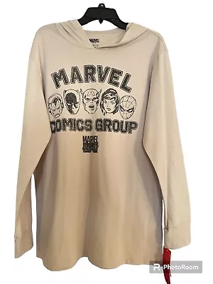 New Men's Marvel Comics Group Khaki Hooded Graphic Tee Size XLarge • $17