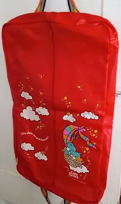 1983 Vintage CARE BEARS GARMENT BAG Red Vinyl Rainbow Handles • $12