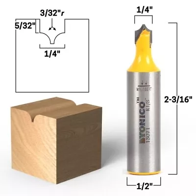 $8.95 • Buy 3/32  Radius Round Over Groove Router Bit - 1/2  Shank - Yonico 13071