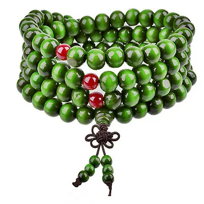 1PC Sandalwood 108 8mm Buddhist Prayer Wood Bead Mala Necklace Bracelet Jewelry • $6.99