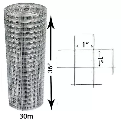 £27.99 • Buy Galvanised Welded Wire Mesh 1 X1  Aviary Chicken Rabbit Run Garden Fencing 30m