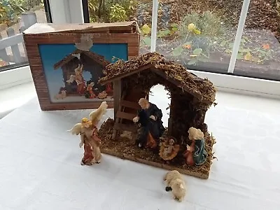 Vintage Small Wooden Nativity Set With Five Figures • £15
